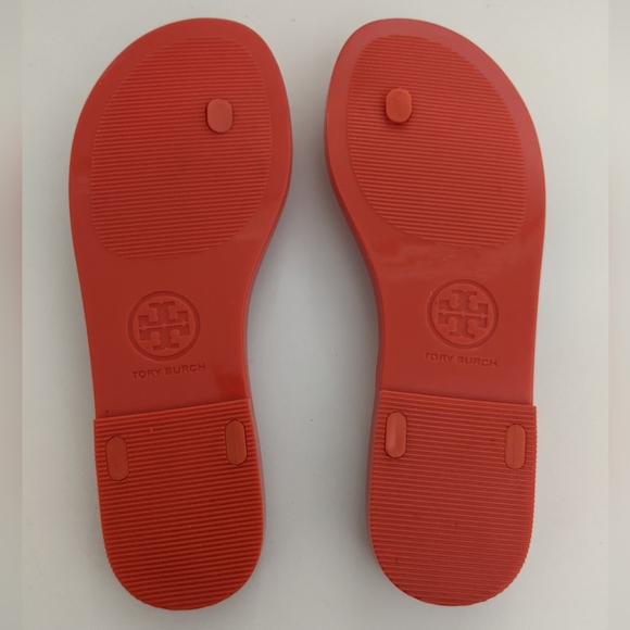 EXCELLENT Cond! Tory Burch Michaela Jelly Bow Flip Flop Orange Sandals Size 6 - Picture 4 of 15